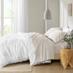 Madison Park 200 Thread Count Cotton Peached Percale Sheet Set in Navy,