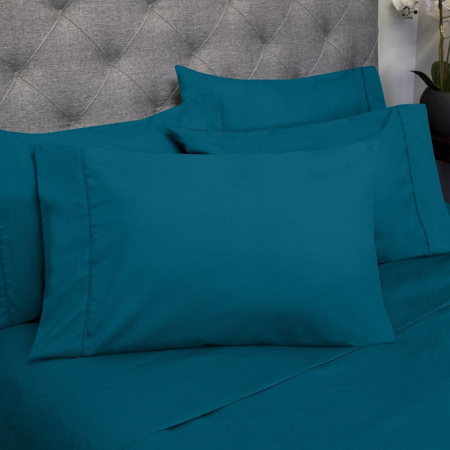 6 Piece Bed Sheet Set Deep Pocket Egyptian Soft 1500 Thread Count Bedding Teal CK