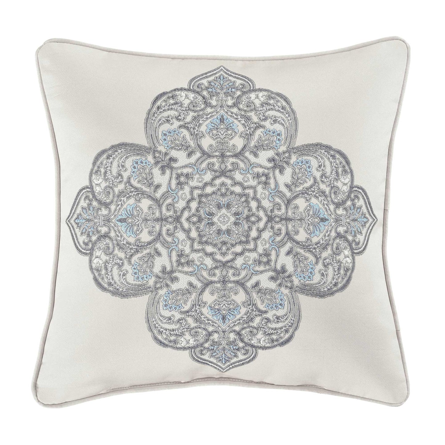 Adagio 18″ Square Decorative Throw Pillow in Sterling | Satin by J.Queen New York